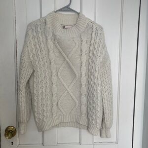 SO Women's Ivory Cable Knit Sweater